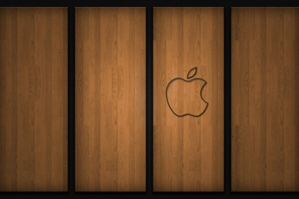 Ағаш фонда Apple белгісі