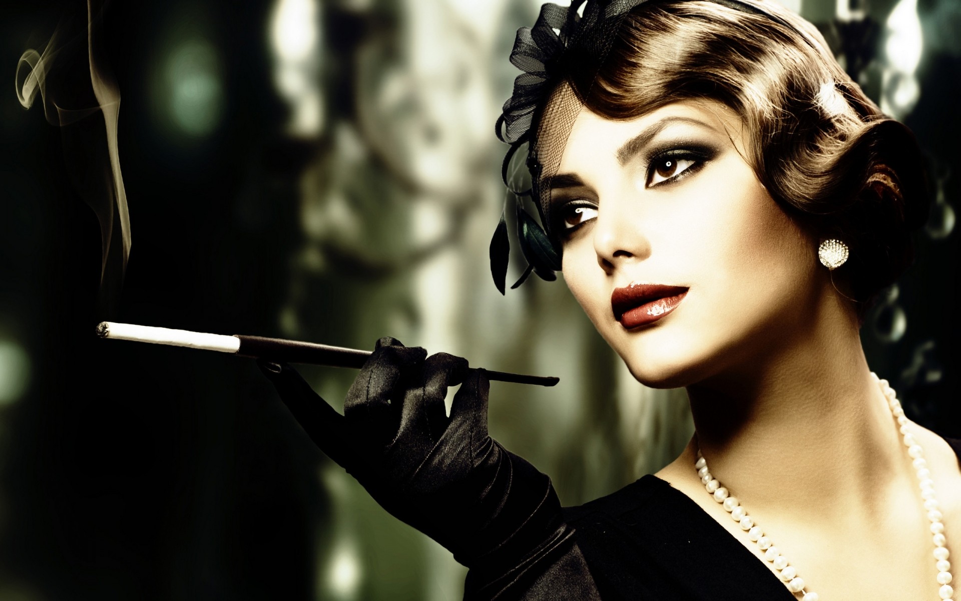 әйел портрет сән қыз модель бір ересек гламур винтаж түтін фото ретро тұсқағаз