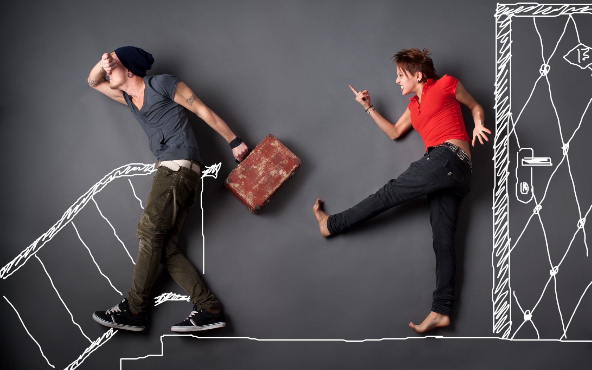 адам қауіп жұп махаббат қарым-қатынас күлкілі қабырғаға сурет салу