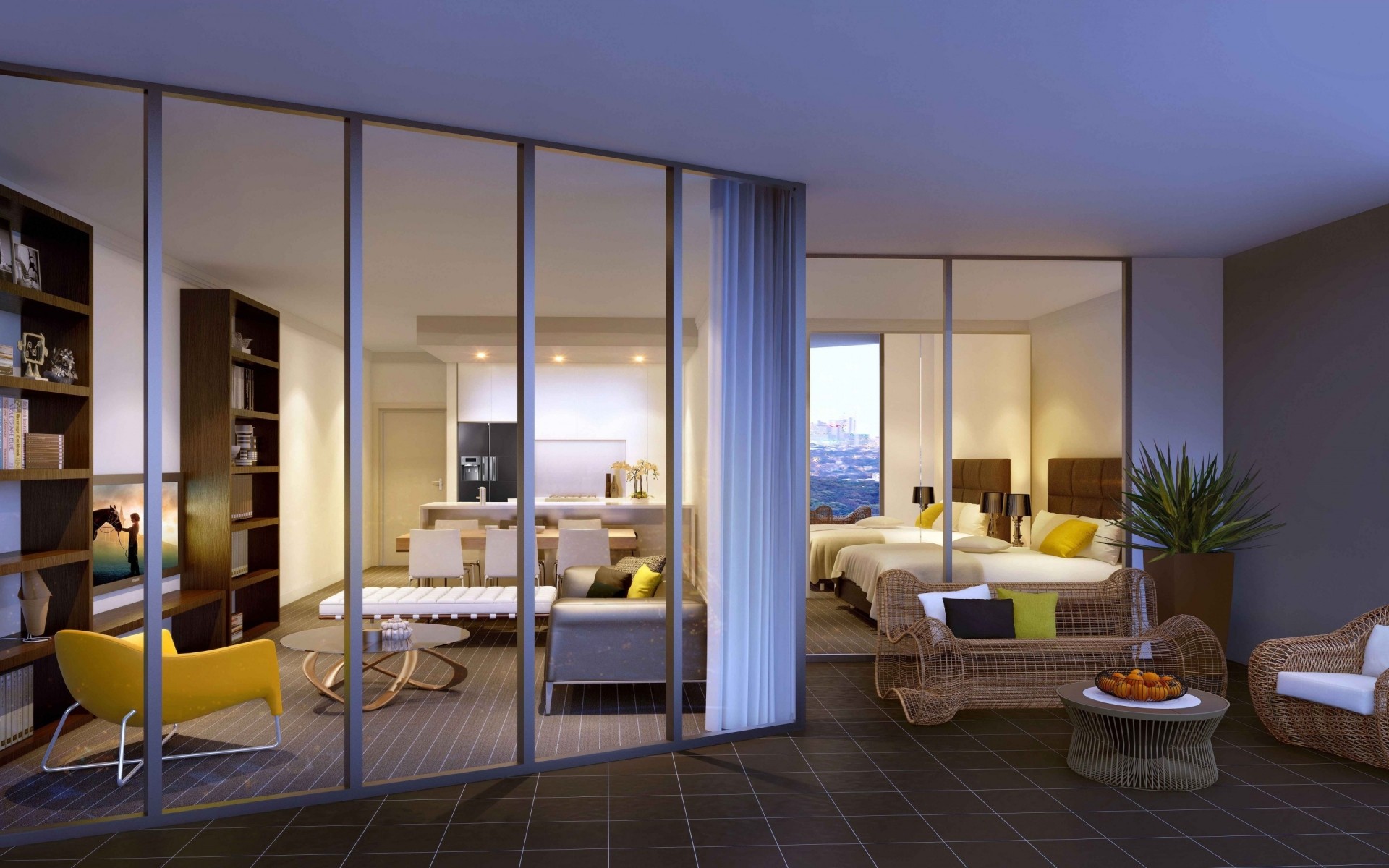 жиһаз бөлме орын орындық терезелер жабық диван кесте еден заманауи сәнді пәтер интерьер дизайны үй үй кілем отбасы шам жеңіл орындық айна