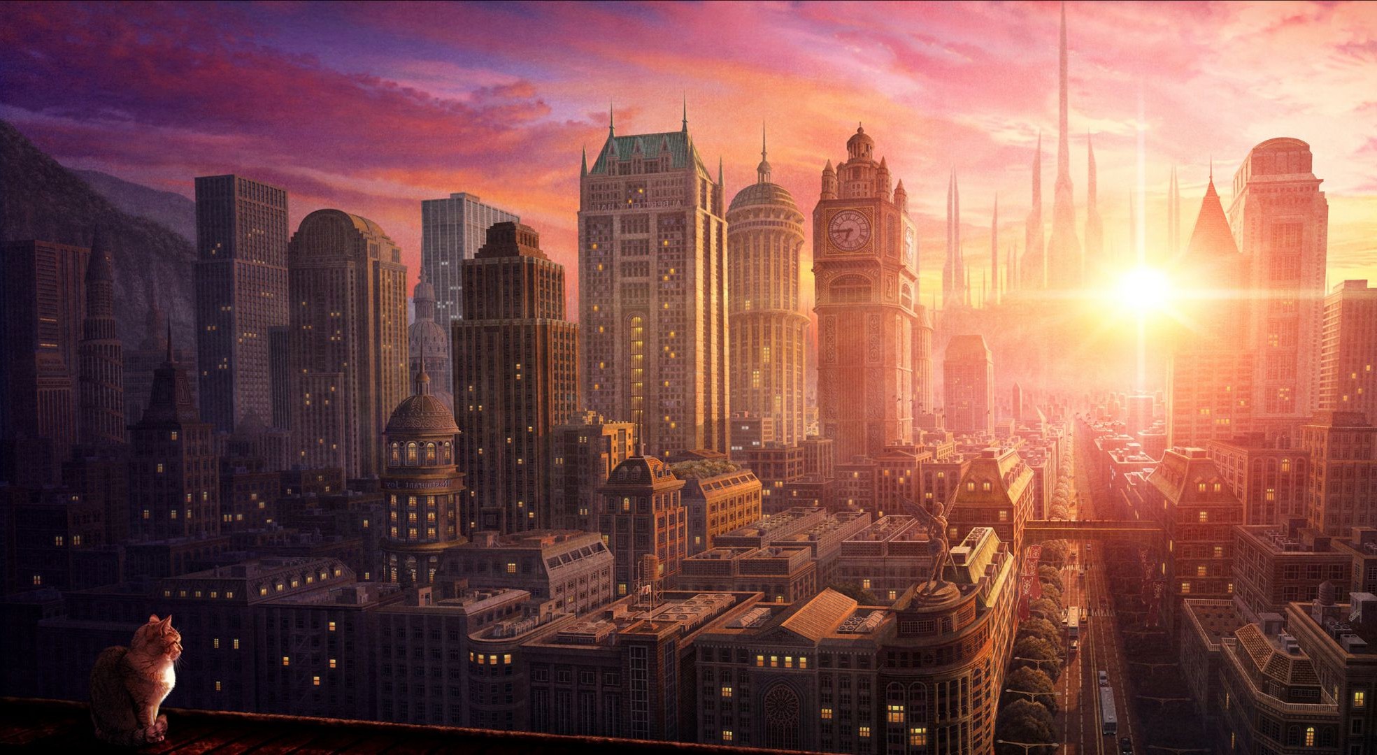 аниме қала үй сәулет skyline зәулім ғимарат қала кешке сумт саяхат мұнара күннің батуы қала аспан өзен жарық кеңсе қала орталығы көрнекті орын шағылысу