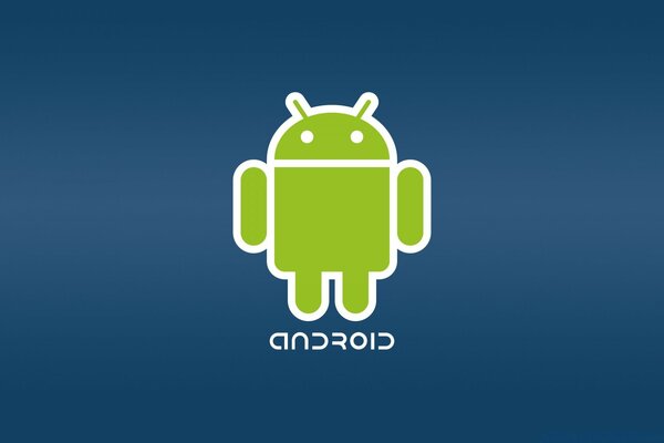 Көк фонда жасыл түсті Android роботы