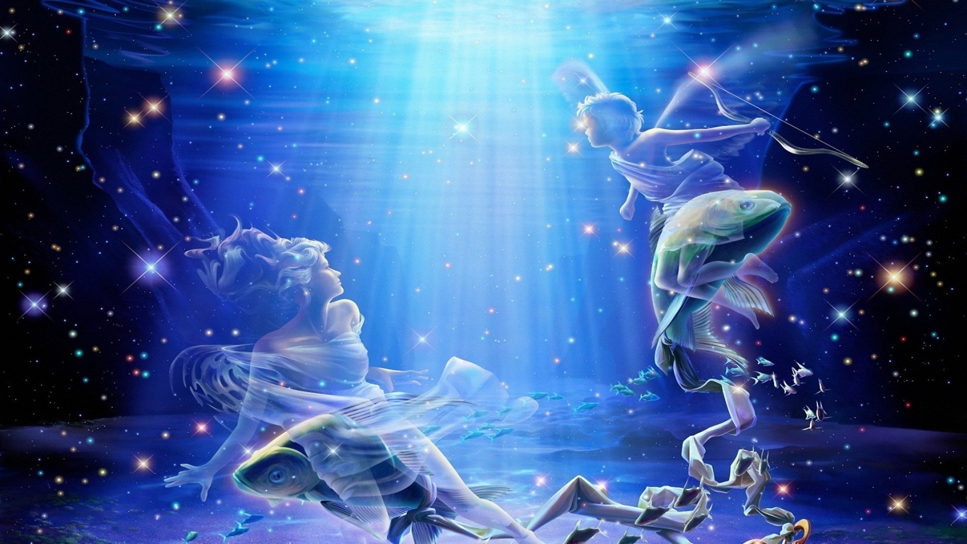 иллюстрация ғылым аквариум реферат кесте жүзу су асты жұмыс үстелі қозғалыстар өнер су қиял дизайн қиял ай жарық сиқыр футуристік терең